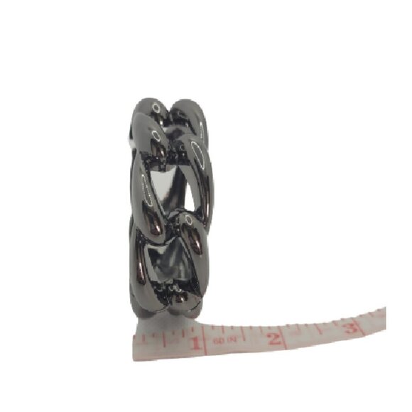 Women's Bracelet, High Polished Dark Metal Chain-link Cuff Bangle - Picture 4 of 4